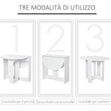 easycomfort easycomfort tavolo pieghevole da pranzo a 2 ribalte tavolo da pranzo allungabile in legno salvaspazio per cucina e soggiorno 104x76x73 7 cm bianco ean 8054111848039