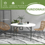 easycomfort easycomfort tavolo pieghevole per giardino e campeggio in acciaio e hdpe 122x73 cm grigio e bianco