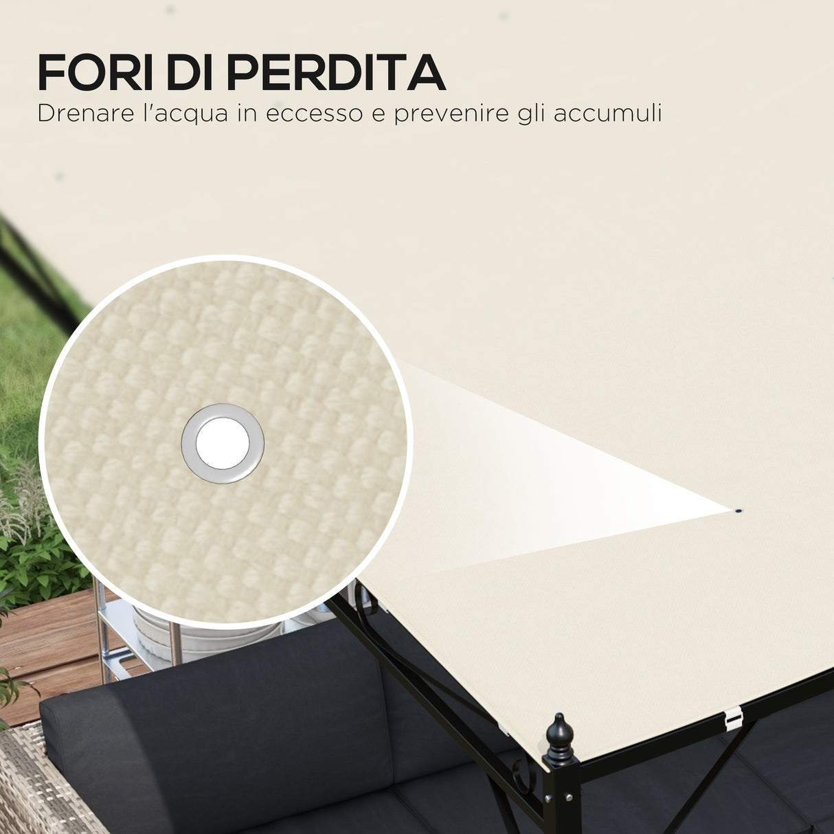 easycomfort easycomfort telo di ricambio per pergola da giardino 2 5x3 m con 8 fori di drenaggio in poliestere 297x243 cm beige