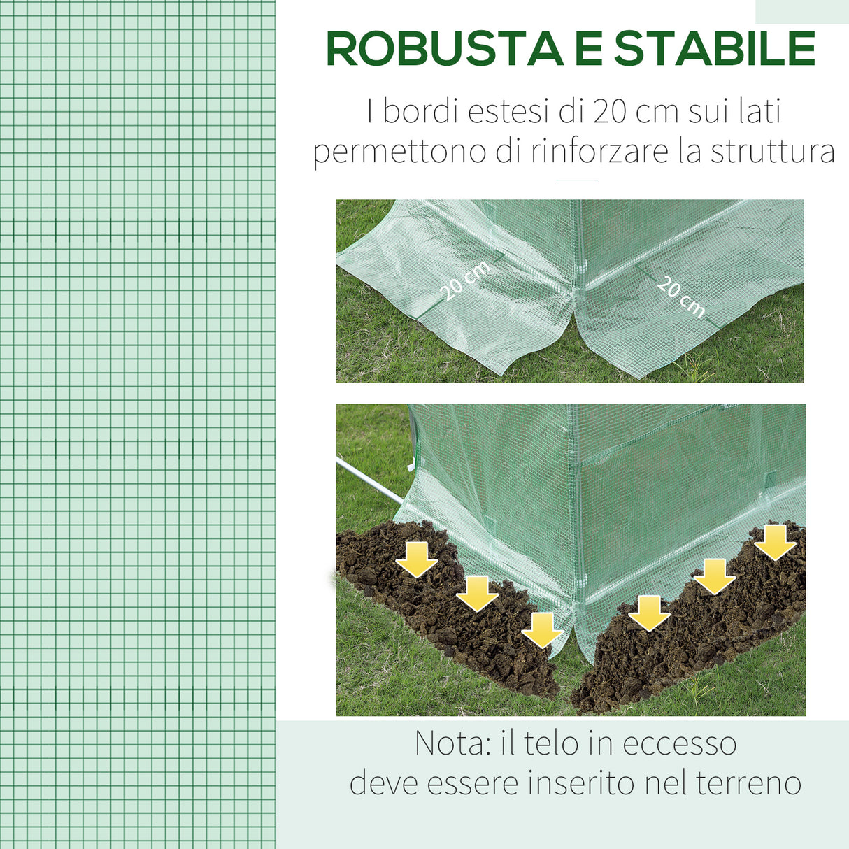 easycomfort easycomfort telo per serra in pe con 6 finestre porta avvolgibile e bordi interrati 3x2x2 m verde