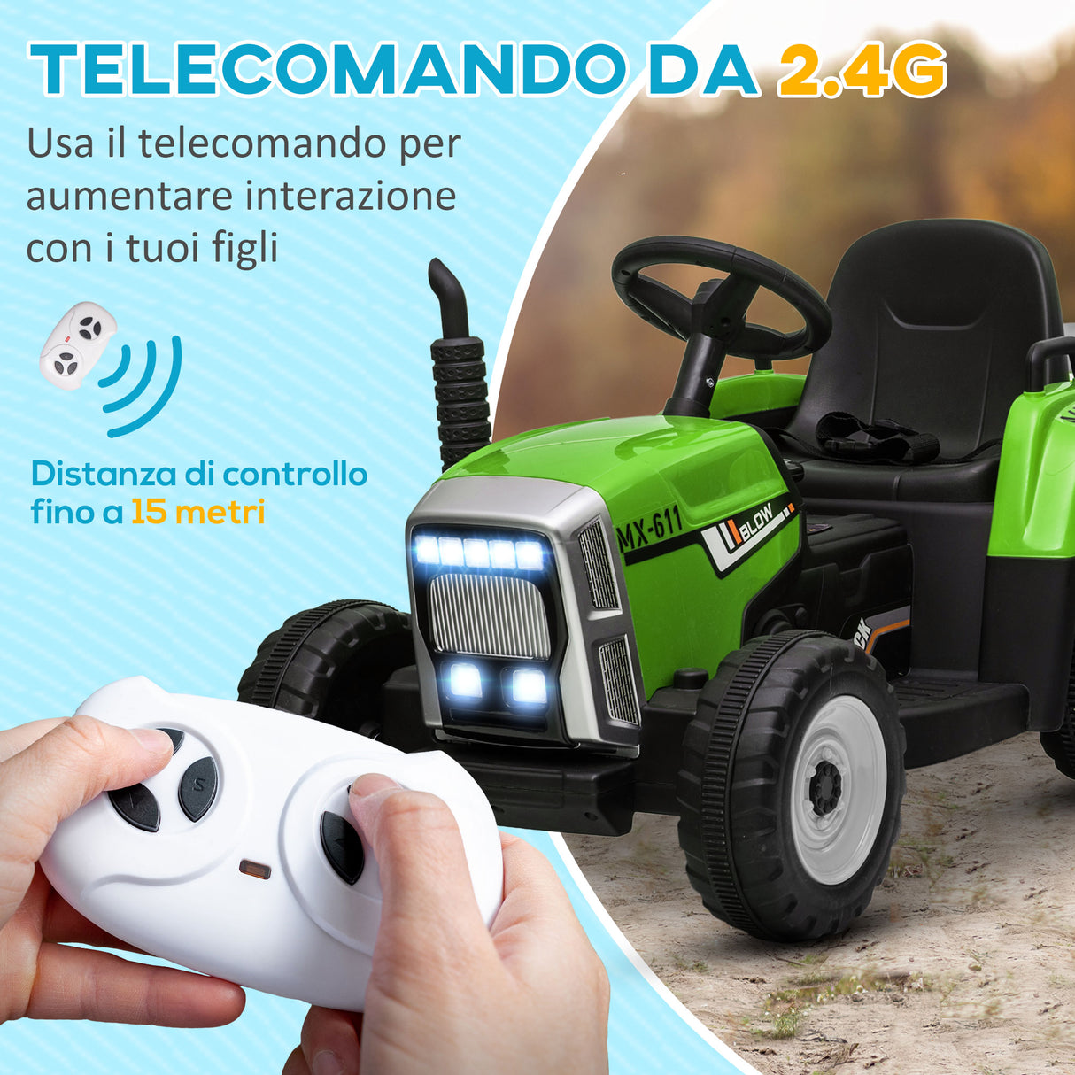 easycomfort easycomfort trattore elettrico per bambini 3 6 anni con rimorchio rimovibile batteria 12v e telecomando verde