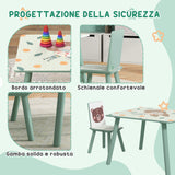 easycomfort easycomfortzonekiz set tavolo e sedie 3 pezzi per bambini 3 8 anni in mdf e legno di pino verde