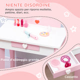 easycomfort easycomfortzonekiz set tavolo trucco con sgabello specchio e cassetto in mdf per bimbi 3 6 anni bianco e rosa