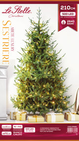 le stelle albero di natale artificiale verde h 210cm x l 150cm super folto con 500 luci led 20 luci flash incorporate e base a croce in metallo