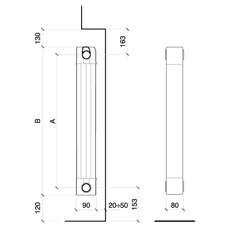 radiatore termosifone in alluminio fondital garda s90 da 3 a 6 elementi interasse 1600 mm