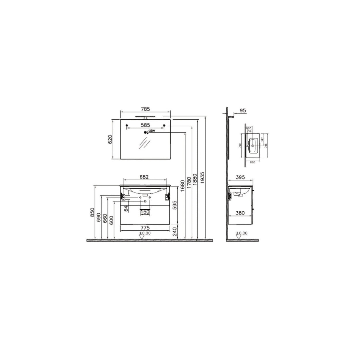 vitra mobile bagno sospeso vitra con lavabo colore golden oak 80 cm