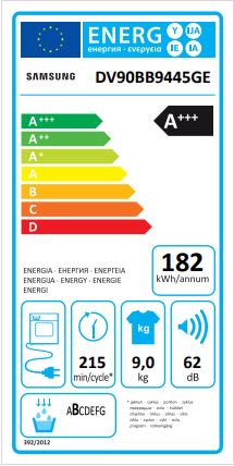 asciugatrice a pompa di calore 9 kg samsung dv90bb9445ge inverter silent program ai dry classe a___