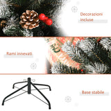 easycomfort easycomfort albero di natale innevato 180cm con bacche rosse e pigne bianche base rimovibile pieghevole 678 rami verde