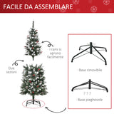 easycomfort easycomfort albero di natale innevato artificiale 150cm con bacche rosse e pigne bianche base rimovibile pieghevole 408 rami