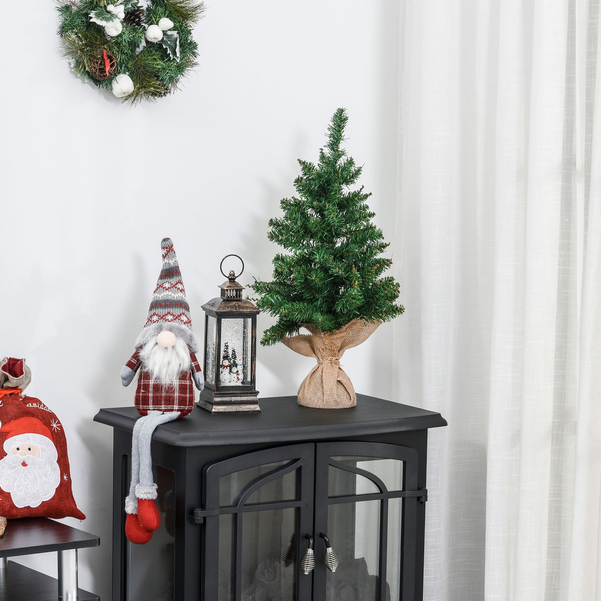 easycomfort easycomfort albero di natale mini 60cm con 70 rami folti e aghi realistici in pvc base in cemento e iuta