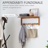 easycomfort easycomfort appendiabiti con mensola attaccapanni a parete con ripiano bambu 50 16 17 5cm ean 8054111840262