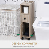 easycomfort easycomfort armadietto da bagno a colonna mobile bagno con 4 ruote 1 cassetto 1 armadietto con anta 2 armadietti aperti color rovere 18x30x68 5 cm ean 8054111841085