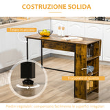 easycomfort easycomfort bancone bar pieghevole stile industriale con scaffale a 3 ripiani 120x76x91 4cm