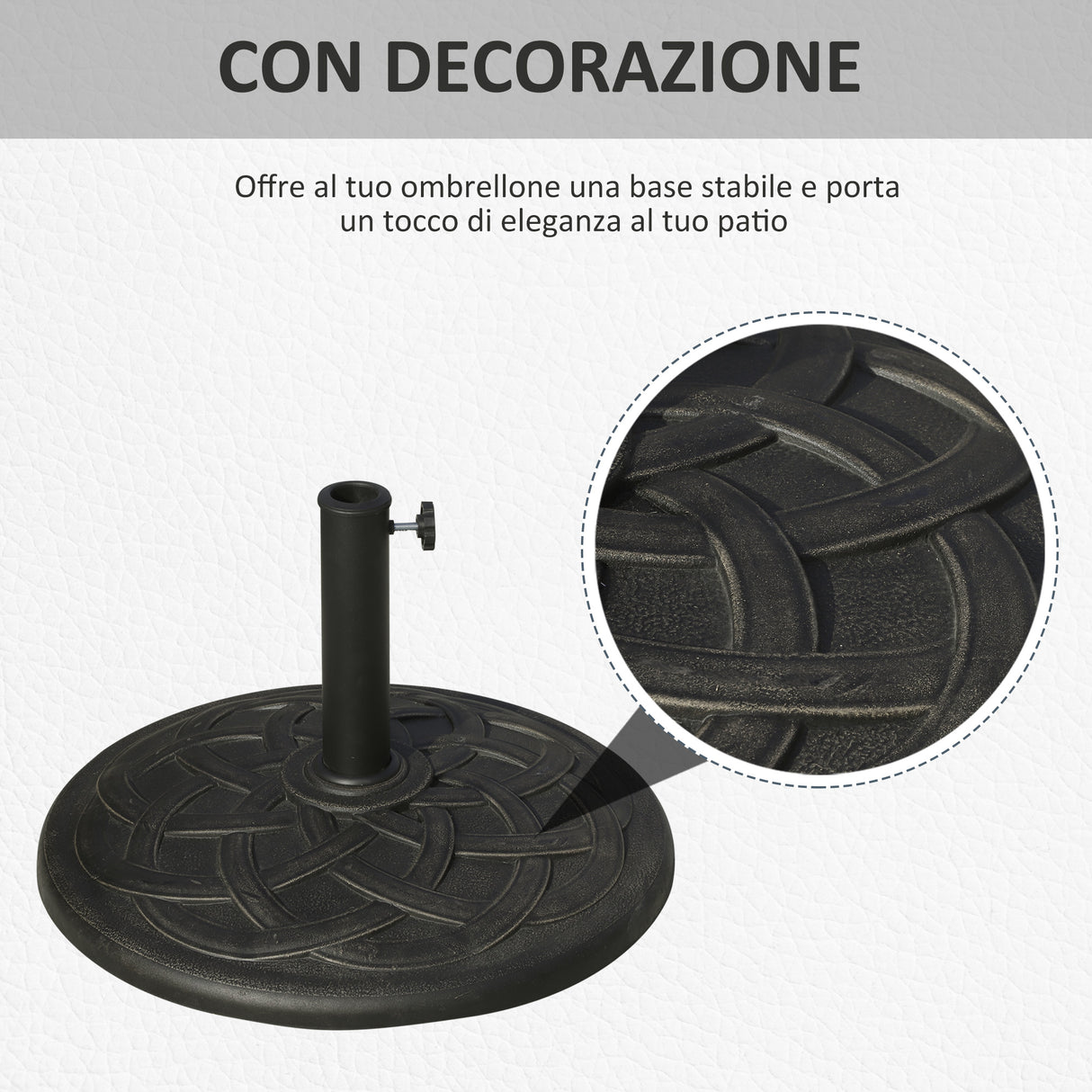 easycomfort easycomfort base per ombrellone in resina 19kg con decorazioni e accoppiatore antiruggine 54 5cm bronzo