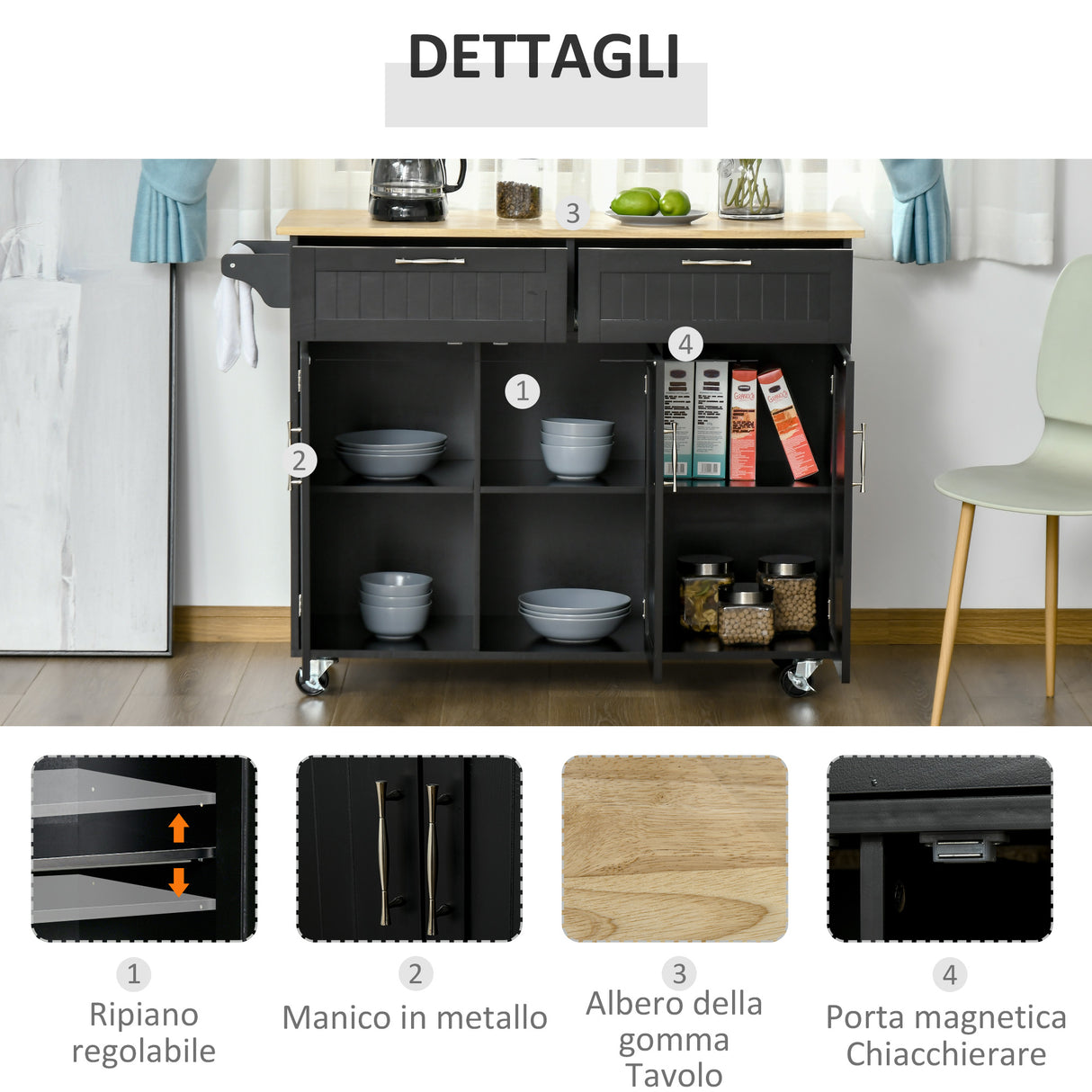 immagine-6-easycomfort-easycomfort-carrello-da-cucina-in-legno-con-2-cassetti-armadietto-3-ante-e-4-ruote-121x46x91cm-nero