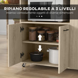 easycomfort easycomfort carrello da cucina in truciolato con ripiano aperto armadietto a 2 ante e scaffale laterale 75x40x80 5 cm