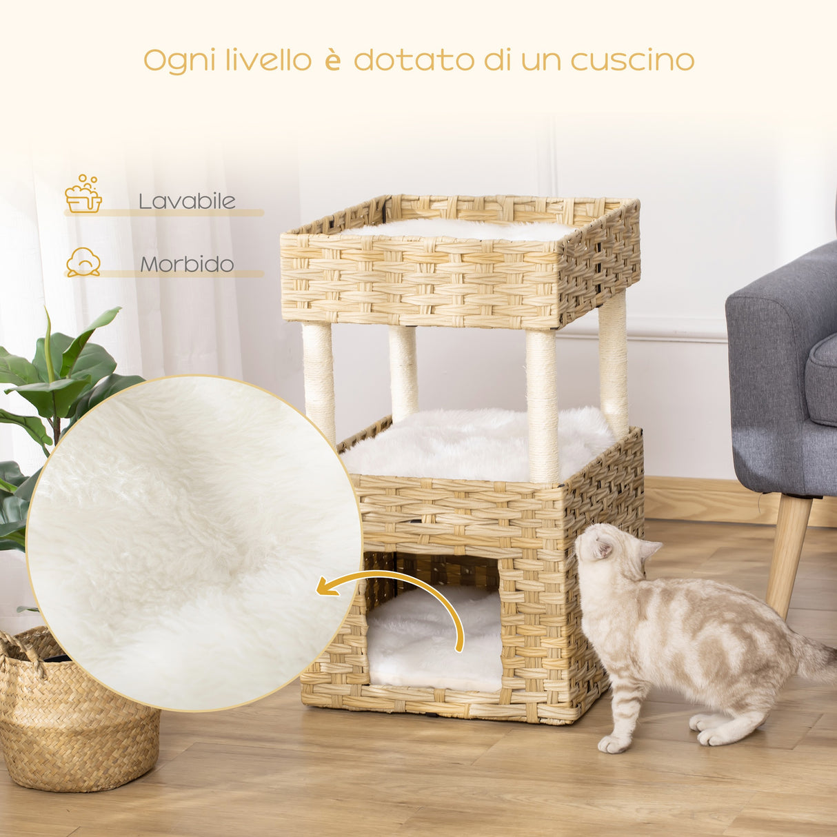 immagine-6-easycomfort-easycomfort-casetta-per-gatti-a-3-livelli-in-rattan-pe-con-cuscini-lavabili-in-peluche-40x40x70cm