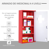 easycomfort easycomfort cassetta porta medicine armadietto medicinali 4 livelli porta in vetro 603012cm rosso ean 8054111840521