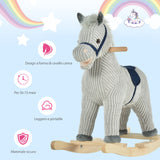 easycomfort easycomfort cavallo a dondolo per bambini 3 6 anni con suoni in peluche 73x35x64cm grigio