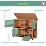 easycomfort easycomfort conigliera in legno a 2 livelli con ruote vassoio estraibile e rampa 122x50x101cm