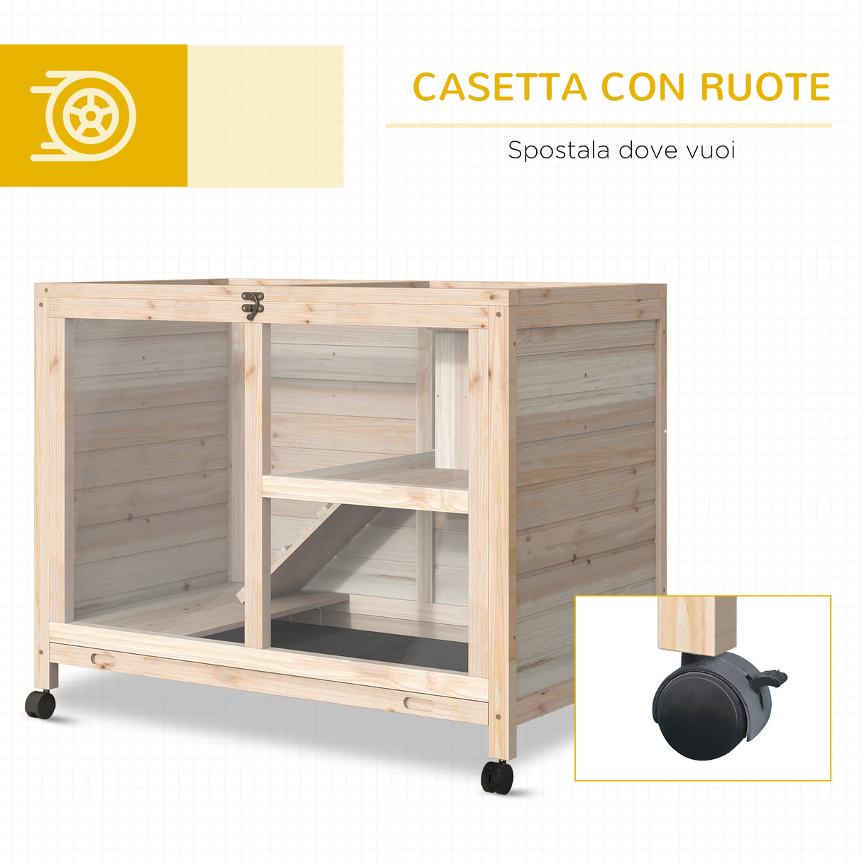 easycomfort easycomfort conigliera in legno a 2 piani con casetta rampa e vassoio estraibile 91 5x53 3x73cm