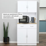 easycomfort easycomfort credenza cucina con armadietti a 2 ante e cassetto in legno 80x40x180cm bianco