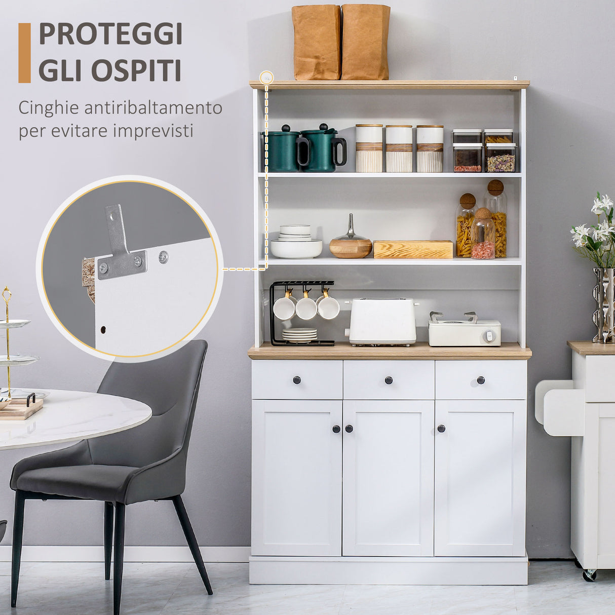 immagine-6-easycomfort-easycomfort-credenza-da-cucina-in-legno-bianco-con-3-ripiani-3-cassetti-e-2-armadietti-101x39x180-5-cm