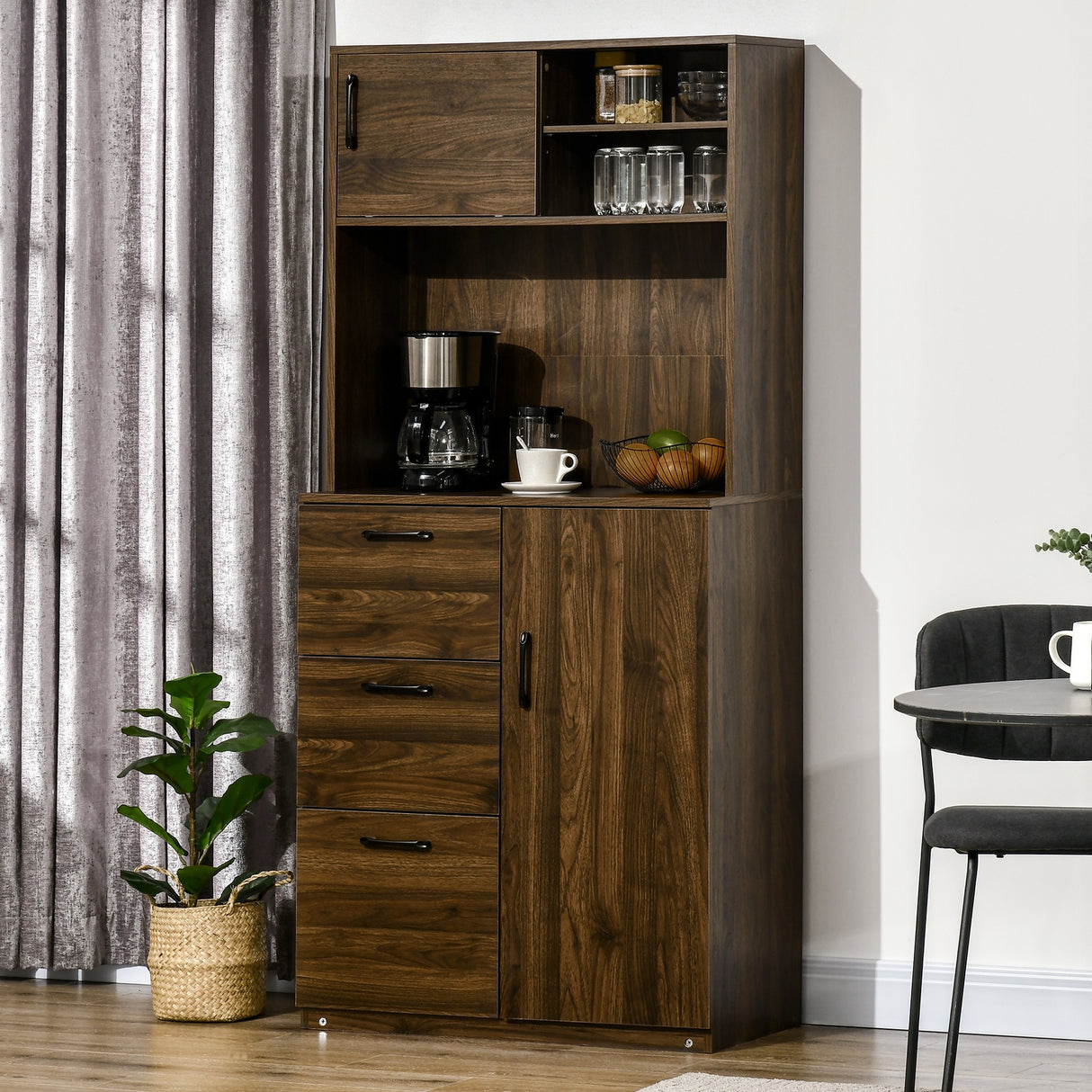 immagine-6-easycomfort-easycomfort-credenza-moderna-con-3-cassetti-e-armadietti-mobile-dispensa-per-cucina-e-soggiorno-in-legno-80x40x178cm-noce