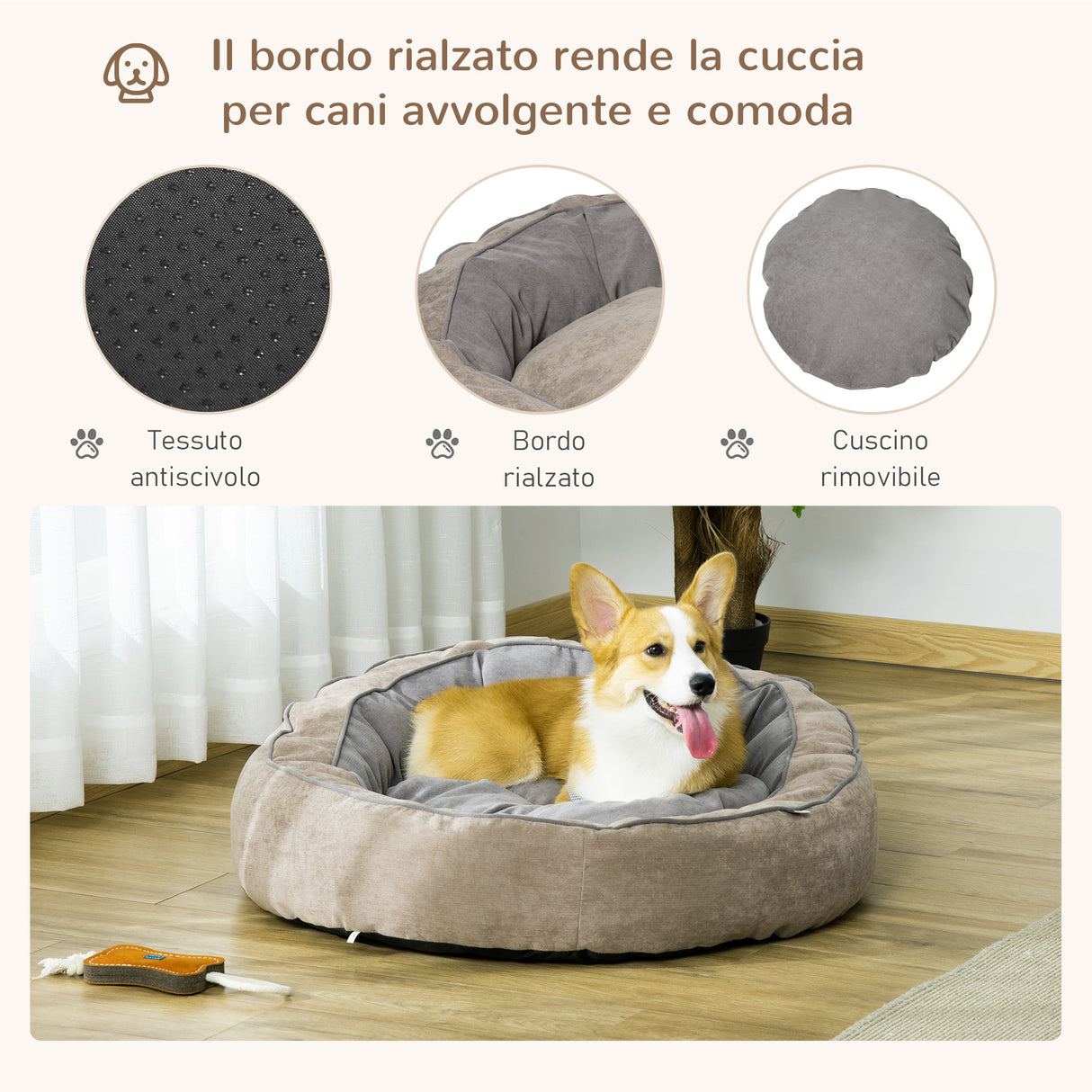 immagine-6-easycomfort-easycomfort-cuccia-per-cani-imbottita-con-cuscino-e-bordi-rialzati-rivestimento-in-tessuto-85x85x35cm-grigio