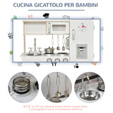 easycomfort easycomfort cucina giocattolo in legno per bambini con lavandino e fornelli pentole e utensili in acciaio 74x30x81cm bianco