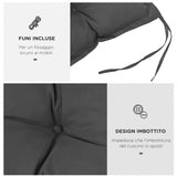 easycomfort easycomfort cuscino per panchina da giardino con laccetti e imbottitura spessa 100x40cm grigio scuro