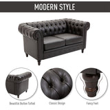 easycomfort easycomfort divano 2 posti in stile chesterfield in pelle pu con cuscino rimovibile 160x84x80 cm nero
