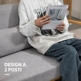 easycomfort easycomfort divano 2 posti moderno in legno con cuscini seduta imbottita e tessuto effetto velluto 122x80x72 cm grigio