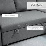 easycomfort easycomfort divano letto 3 posti e penisola con contenitore rivestimento tessuto effetto lino 211 5x146x85cm