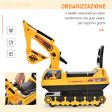 easycomfort easycomfort escavatore ruspa giocattolo cavalcabile per bambini max 30 kg con schienale braccio mobile e vano contenitore 78x24x58 5cm