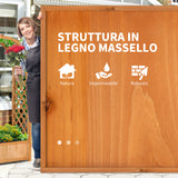 easycomfort easycomfort fioriera da esterno a fondo cavo in abete marrone con arco decorativo e grate per rampicanti 83x36x152 cm