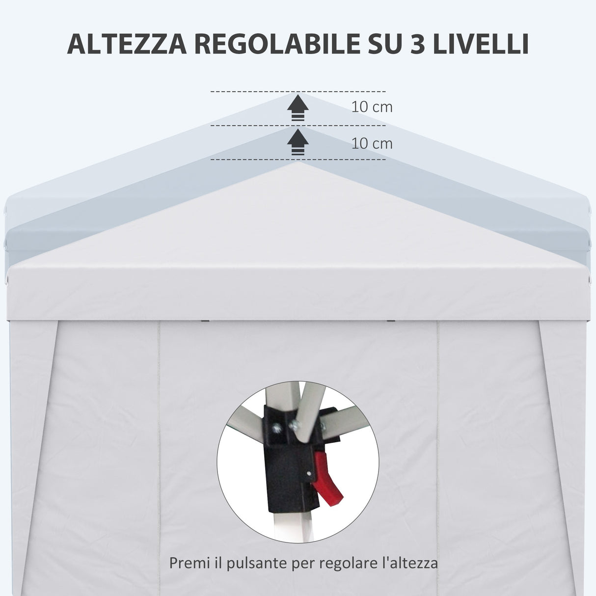 easycomfort easycomfort gazebo pieghevole 3x3 m con altezza regolabile con design pop up e finestre bianco