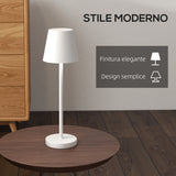 easycomfort easycomfort lampada da tavolo portatile in acrilico e metallo da 3600mah con cavo di ricarica 11 2x36 5 cm bianco