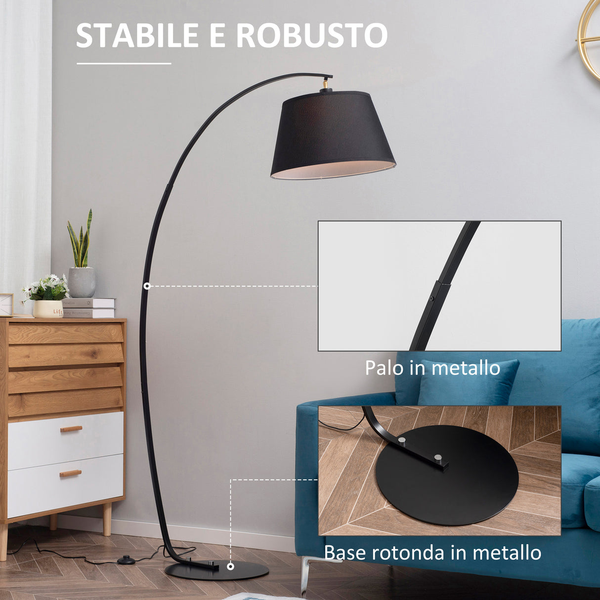 immagine-6-easycomfort-easycomfort-lampada-da-terra-ad-arco-con-paralume-in-tessuto-e-piantana-rotonda-100x43x177cm-nero