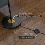 easycomfort easycomfort lampada da terra in metallo ad albero con 3 paralumi in vetro 36x162 cm nero e grigio