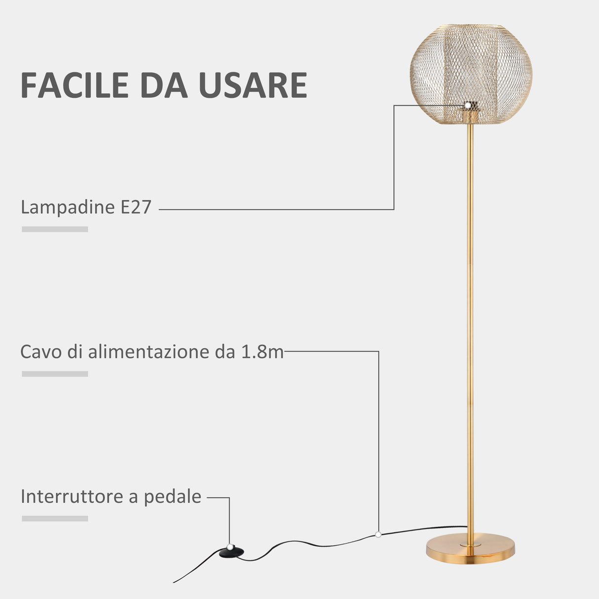 immagine-6-easycomfort-easycomfort-lampada-da-terra-moderna-in-metallo-con-paralume-dal-design-sferico-e27-40w-35x150cm-oro