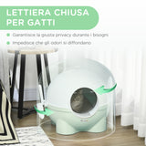 immagine-6-easycomfort-easycomfort-lettiera-per-gatti-4kg-max-con-paletta-in-pp-e-pc-53x51x48cm-bianca-e-verde