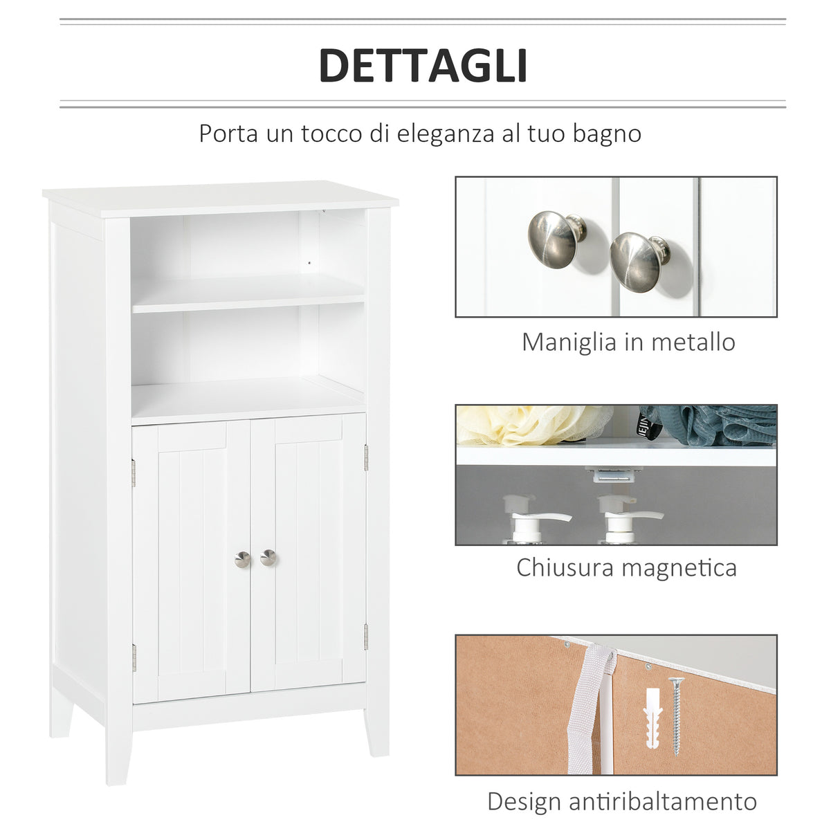 easycomfort easycomfort mobile bagno con mensole regolabili e armadietto 2 ante mobiletto bagno multiuso in legno bianco 50x30x93cm