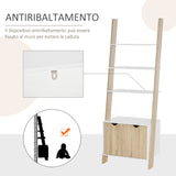 immagine-6-easycomfort-easycomfort-mobile-libreria-a-scala-con-3-mensole-e-armadietto-scaffale-moderno-stile-nordico-in-legno-60x40x171cm-rovere-e-bianco