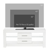 easycomfort easycomfort mobile porta tv da 55 con luci led a 12 colori e telecomando legno e vetro 120x40x50cm bianco