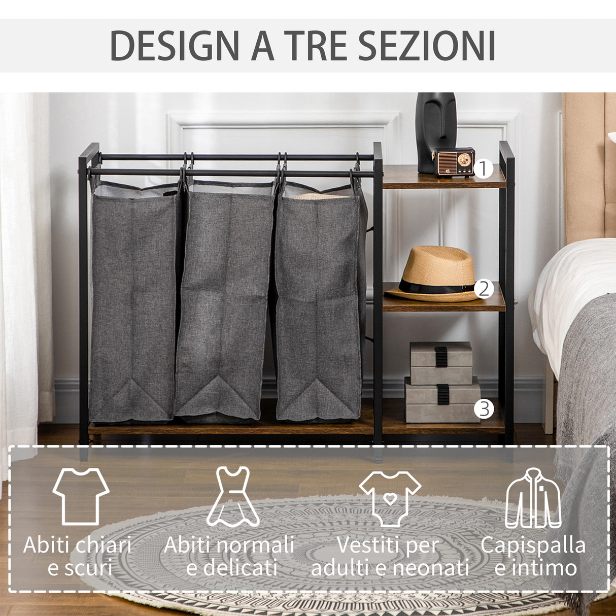 immagine-6-easycomfort-easycomfort-mobile-portabiancheria-in-stile-industriale-con-3-sacchi-in-tessuto-e-3-ripiani-106x40x75cm