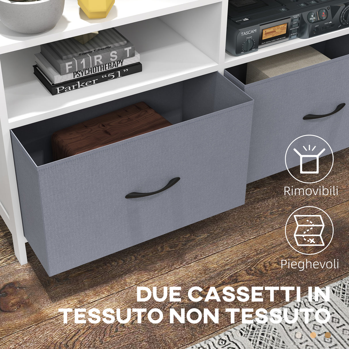 immagine-6-easycomfort-easycomfort-mobile-tv-45-max-in-mdf-e-tessuto-non-tessuto-con-2-cassetti-e-2-ripiani-100x30x53-cm-bianco-e-grigio