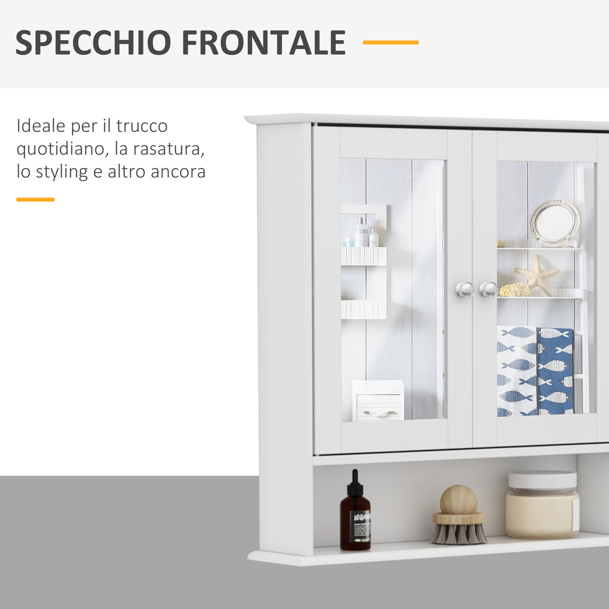 easycomfort easycomfort mobiletto armadietto a muro con specchio da bagno cucina in mdf 56 x 13 x 58cm bianco ean 8054111840576