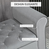 easycomfort easycomfort panca fondo letto in tessuto vellutato con spazio portaoggetti e braccioli 126x48 5x57 cm grigio