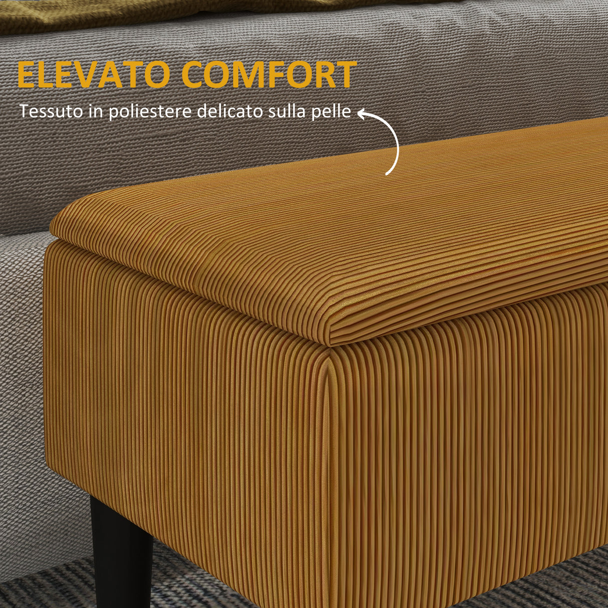 easycomfort easycomfort panca fondoletto in poliestere e legno per camera da letto e ingresso 95x38x45 cm arancione